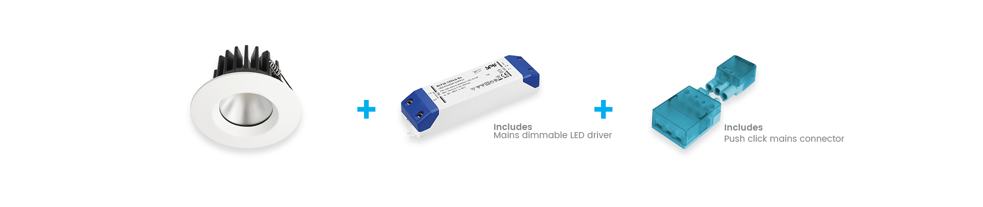 matt white fire rated downlight and driver